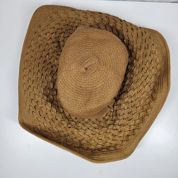 Royal Road Straw Beach Hat Brown One Size Wide Brim Braided Wrapped Pool Summer main image 10